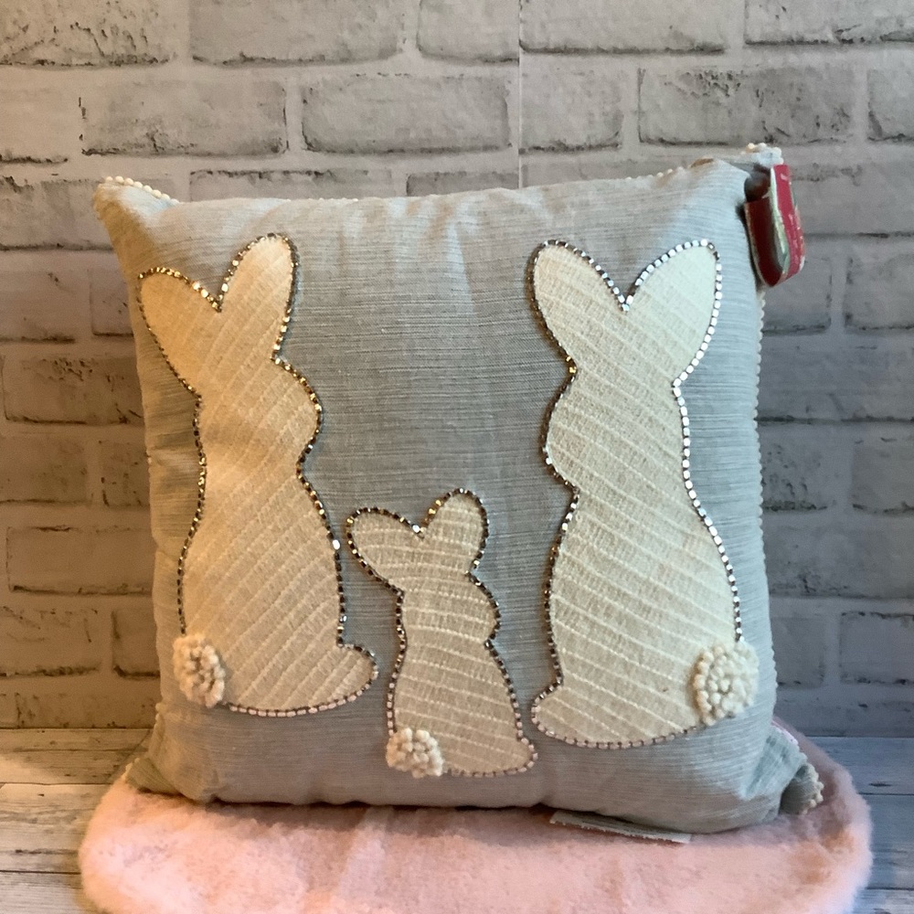 Spring Gatherings Bunny Trio Pillow